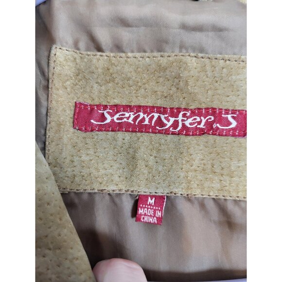 Vintage Western Leather Suede Jacket Duster Coat Sz M Fitted Brown/Tan Fall - Picture 6 of 9